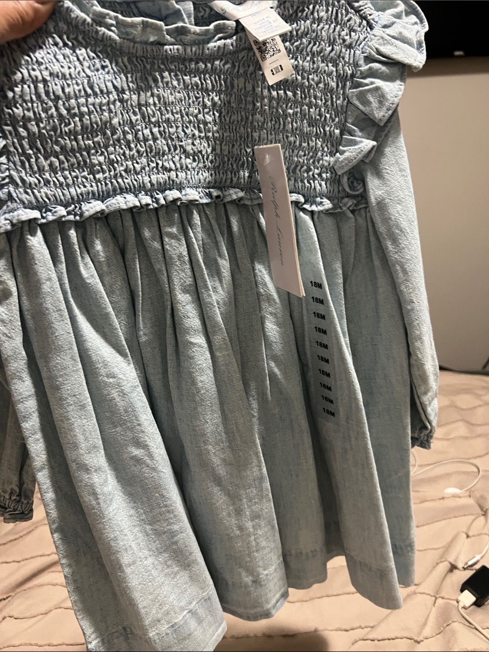 Ralph Lauren Pale Blue Smocked Circle Skirt